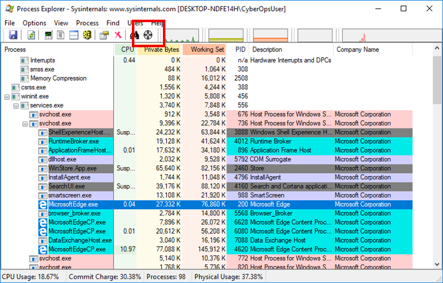 CISCO CyberOps lab – Exploring Processes, Threads, Handles, and Windows ...